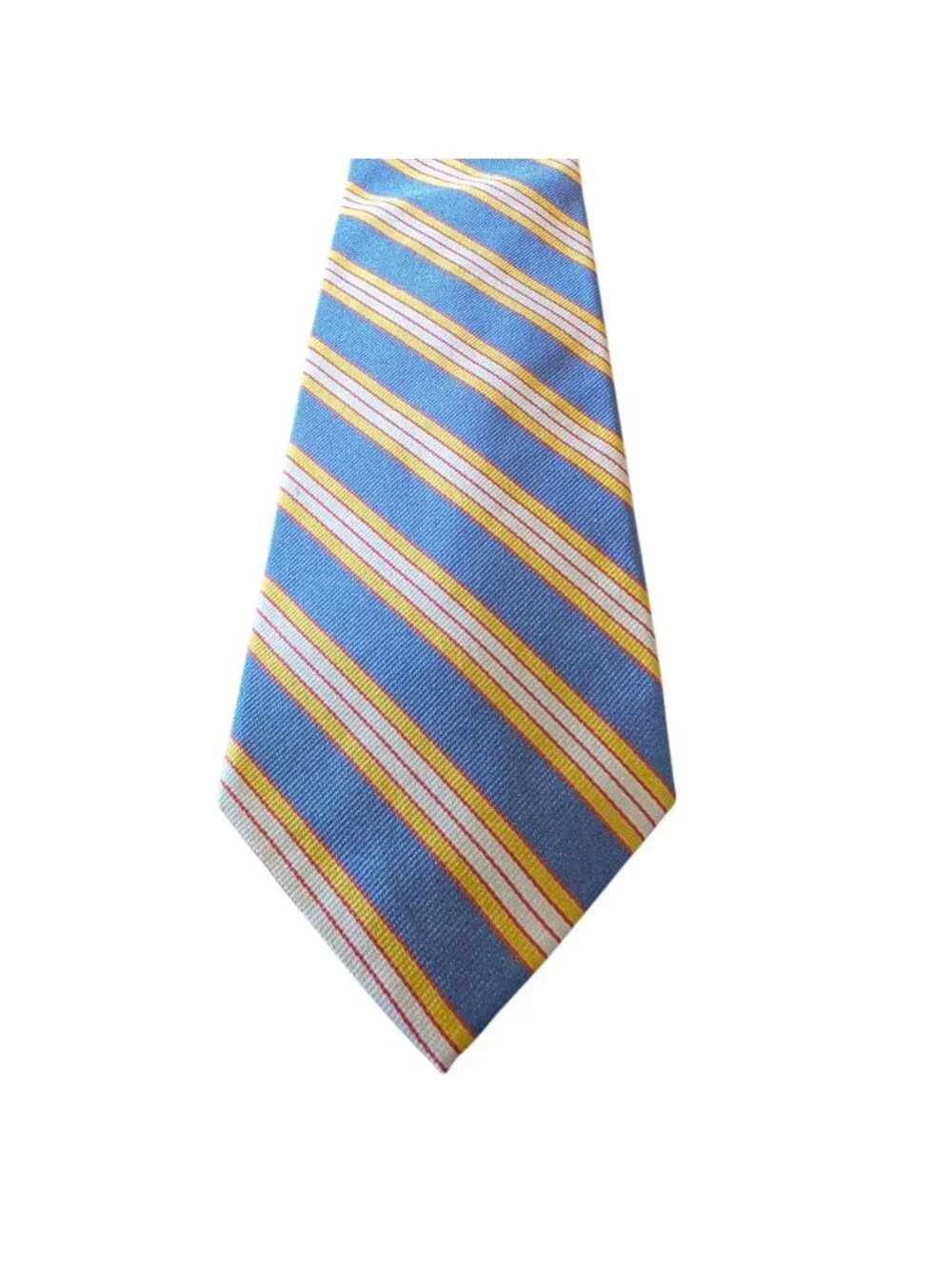 Peter Blair Silk Tie Blue Yellow Stripe Made in USA Preppy Ivy League Trad 3.75”